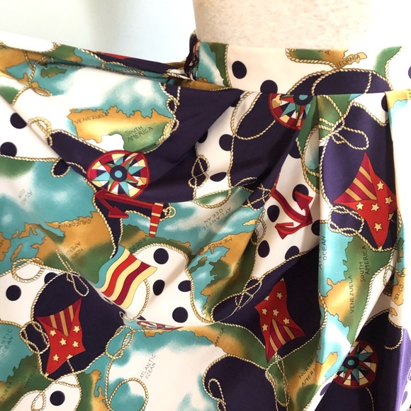Vintage Skirts Vintage Unique Map Geography Skirt Jewel Tones Poshmark